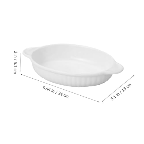 Bandeja ovalada de cerámica clara con doble asa para cocina 2