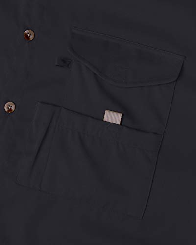 Image of Alimens & Gentle Short Sleeve Fishing Shirt Wicking Fabric Sun Protection Casual Button Down Shirts