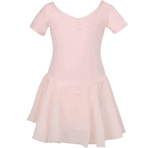 YUANJ Kinder Ballettkleidung Mädchen Ballettkleid Mädchen Kurzarm Ballettanzug Tanzkleid Tütü Mädchen Balletttrikot mit Chiffon Rock (10-12 Jahre) Cover