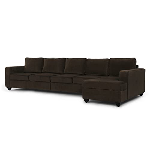 Image of Wakefit Sofa Set | 3 Year Warranty | Sofa 3 Seater, 3 Seater Sofa for Living Room, Wooden Sofa Set, 4 Seater + Right Aligned, Sofa for Living Room - Napper(Malphino : Dark Earth)