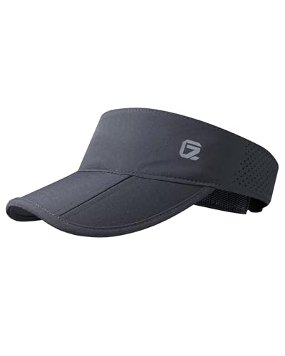 GADIEMKENSD UPF 50+ Foldable Visor Hats, Breathable, Unisex Design for Golf, Tennis, Running. Dark Gray