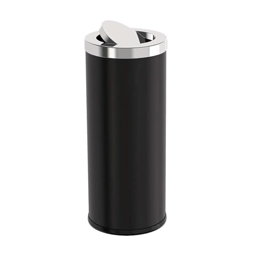 Poubelles rondes d'extérieur en acier noir avec couvercle basculant taille S