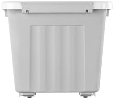 Cetomo 35L*6 Storage Boxes with Wheels, Plastic Storage Bin with Lid, Latching Buckles, Click Closure, Stackable, Nesting, Durable Organizer for Home Office Clothes, Gray, 35L-6 Pack