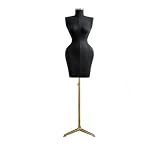 Maniquí De Costura Mujer Recubierto De Gamuza Sintética, con Trípode Dorado, para Coser, Sastrería Y Exhibición En Tienda(Schwarz)