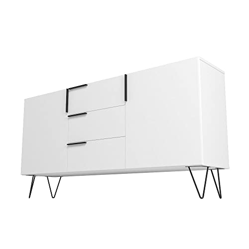 Manhattan Comfort Beekman 62.99" Sideboard With 4 Shelves, White #TOP5