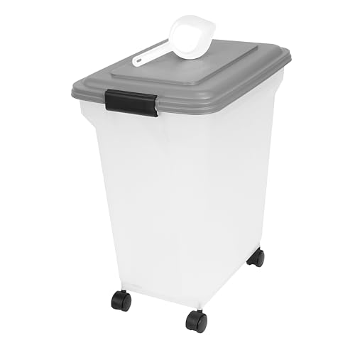 Iris Ohyama Hundefutter Aufbewahrung mit Rollen, 45L/15kg, Grau, Luftdichte Futterbox, Trockenfutter, Futterbehälter, Für Hunde, Katzen, Tierfutterbehälter, Schaufel, BPA-frei, Futtertonne, ATS-L Iris Ohyama Hundefutter Aufbewahrung mit Rollen, 45L/15kg, Grau, Luftdichte Futterbox, Trockenfutter, Futterbehälter, Für Hunde, Katzen, Tierfutterbehälter, Schaufel, BPA-frei, Futtertonne, ATS-L