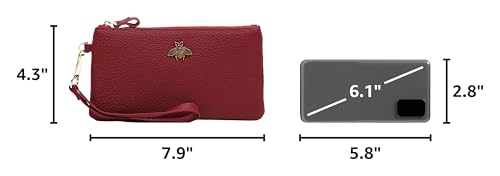 Image of imeetu Wristlet Wallets for Women, Wristlet Clutch Purse, Phone Wallet | Genuine Leathe Wallet Women, Lightweight Water-resistant Long Wallet with Wrist Strap, Zip Coin Pocket, Gift Box, Bee Decor