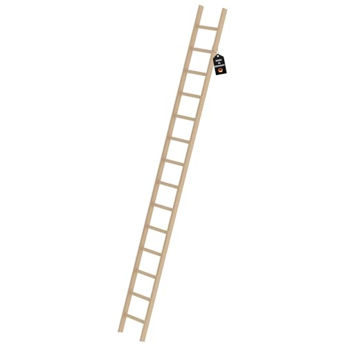 PROREGAL Sprossen-Anlegeleiter Holz ohne Traverse | 14 Sprossen | Leiter, Teleskopleiter, Trittleiter, Bockleiter, Sprossen-Doppelleiter
