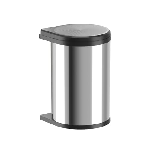 Hailo Cubo de basura giratorio Mono 3520001, 20 litros de capacidad, armario bajo a partir de 40 cm, se puede utilizar con puerta giratoria, color negro y acero inoxidable pulido