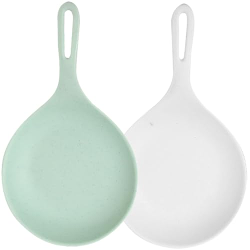 Cabilock 2Pcs Handheld Serving Plates with Handle Dessert Dishes for Salads Pastas Appetizers Easy to Clean Dishwasher Safe for Parties