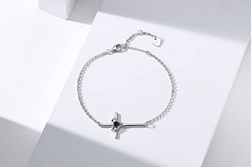 Yzsfmzge Cross Bracelet 925 Sterling Silver January Birthstone Bracelets For Women Heart Garnet Bracelet Birthday Jewelry Gift For Women Girls #TOP1