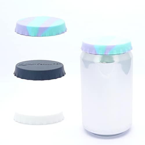 Lot de 3 couvercles de canettes de soda/boisson/bière, bouchons de canettes en silicone sans déversement – vue 2