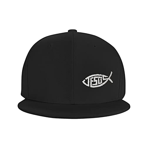 Jesus Fish Unisex Embroidery Baseball Cap,Hip Hop Flat Brim Sun Hat,Adjustable Trucker Hat Visor,Outdoor Fashion Cap #TOP1