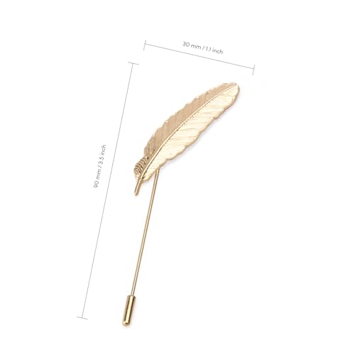 Image of wynameleri Men's Metalic Brooches and Pins, Gold Lapel Pin for Men, Shirt Stud Flower Deer Feather Pins