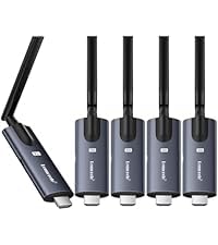 Lemorele Bezprzewodowy transmiter HDMI i 4 odbiorniki, obsługa transmisji radiowej HDMI, 1 nadajnik do 4 odbiorników do strumieniowego przesyłania filmów z laptopa, kamery do HDTV, monitora