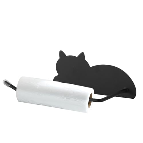 Toallero de papel - Soporte de baño para toallas de papel - Soporte de pared con diseño de gato para almacenamiento del hogar, habitación de invitados, viajes, estilo rústico