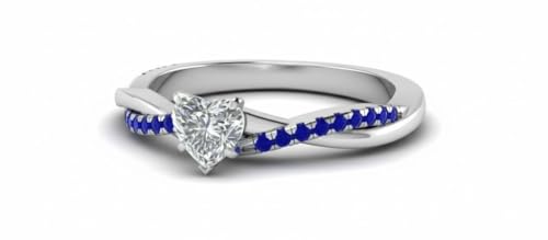Image of 55Carat Choose Your Gemstone 925 Sterling Silver Infinity Twist Ring Crystal Heart Shape Side Stone Wedding Valentine Wear Promise Ring with Pave Setting for Women Size US 4 to 12