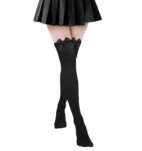 Image of Thigh High Stockings with Bows, Charming Stretchy Bow Stockings for Women