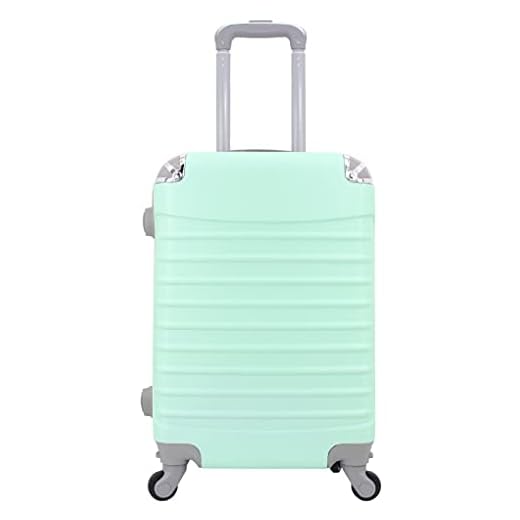 Maleta de Cabina 20x35x55cm con Esquinas Plateadas (Verde Agua)