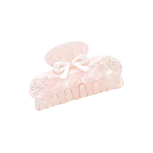 Pinza para cabello con diseño de moño brillante color rosa