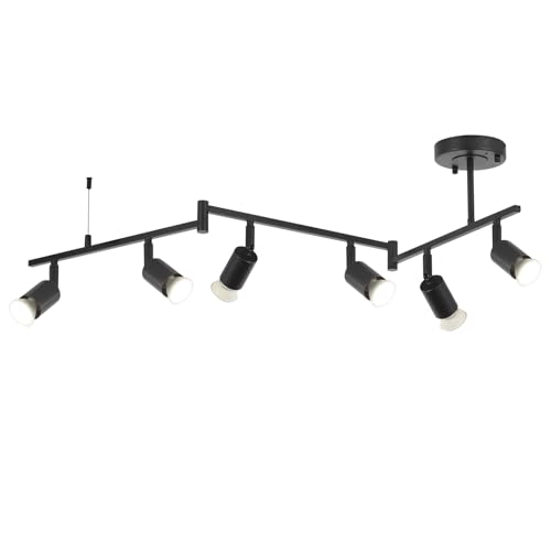 SEEBLEN 6-Light Black Track Lighting Fixtures Ceiling, Flexible Foldable Arm and Rotatable Light...