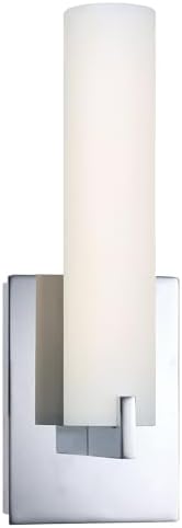 GEORGE KOVACS P5040-077-L Tube LED Wall Sconce, 1-Light, 12 Total Watts, 13.25-in H x 4.75-in W, Chrome