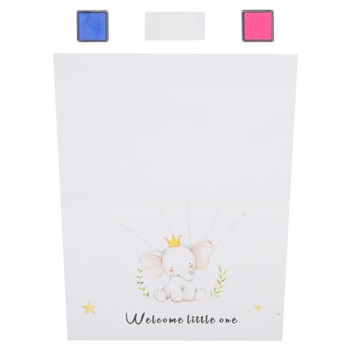 Beavorty Libro de Visitas para Fiestas de Revelación de Género Árbol de Huellas Dactilares, Póster Interactivo 1 Unidad, 2 Almohadillas de Tinta Azul y Rosa, Adhesivos para Shower