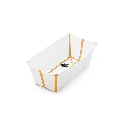 STOKKE® Flexi Bath® - Bañera para bebés, párvulos y niños - Extremadamente ligera y plegable - Color: blanco y amarillo