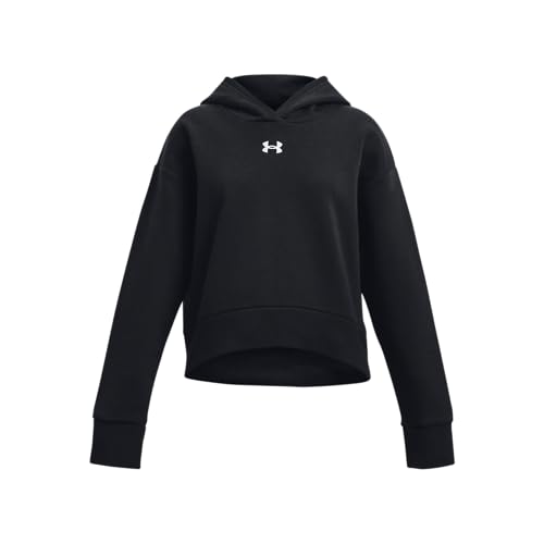 Under Armour Girls Rival Fleece Crop Hoodie, (001) Black / / White, Large