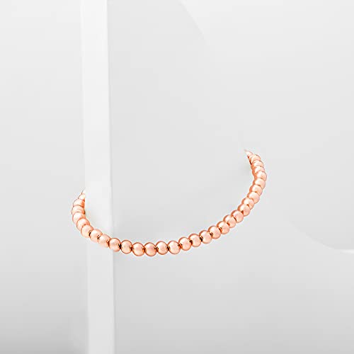 PAVOI 14K Gold Plated Beads Cuban Cubic Zirconia Simulated Diamond Station Infinity Chain Bracelet for Women | Adjustable Chain Bracelet, 8.5", Rose Gold, No Gems, ワンサイズ, Stone, Gemless