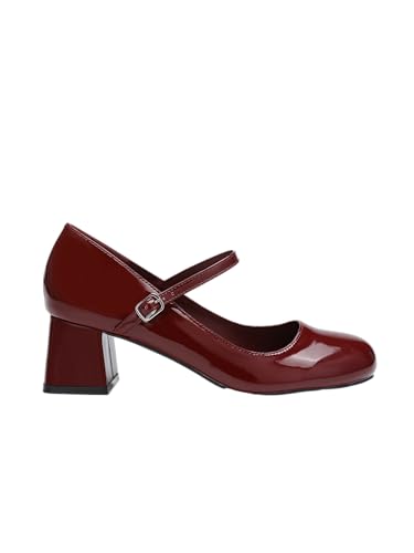 CIDER Patent Leather Chunky Heeled Mary Jane Shoes