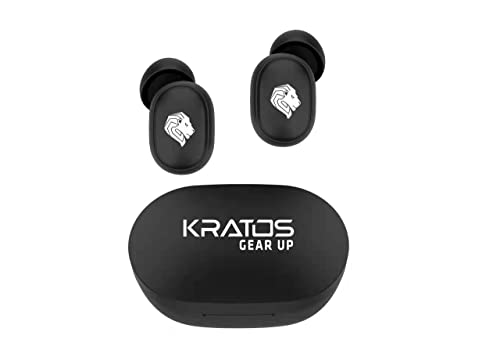 Kratos Buds Mini True Wireless Earbud Headphones Rich Bass & Clear Crystal Sound with Hypersync Technology, 30Hrs Playtime, IPX5, Bluetooth 5.3 (Black)