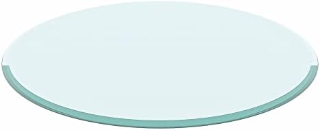 24" Inch Round Tempered Glass Table Top Clear Glass 1/2" Inch Thick Beveled Polished Edge