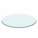 24" Inch Round Tempered Glass Table Top Clear Glass 1/2" Inch Thick Beveled Polished Edge