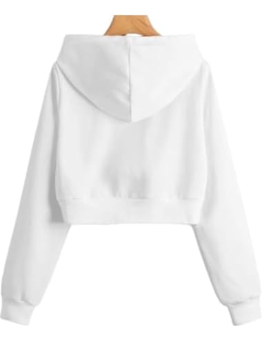 Image of Rabboni Women's Crop Fleece Hoodie Jacket | Full Sleeve Zip-Up Hooded Sweatshirt for Women & Girls | Soft Warm Casual Winter Wear Crop Hoodie