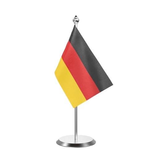 Image of The Flag Company Country Table Flag Single Stainless Steel Stand for Home and Office Desk,Conference (Germany)