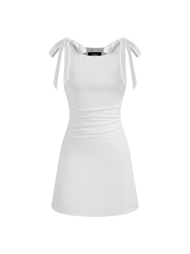 Image of CIDER Mini Dress Bodycon Sexy Square Neck Bowknot Sleeveless High Waist Party Cocktail Elegant Dresses for Women