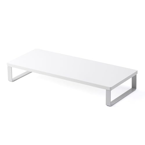 サンワダイレクト モニター台 パソコン台 幅60×奥行25×高さ9.5cm 木製 耐荷重10kg ホワイト 100-MR194W（Amazon）
