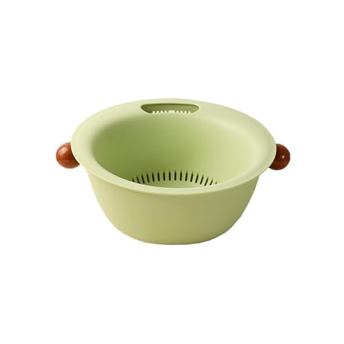 水切りかご 5色展開 2層構造 サイド排水口付き 食器 野菜 キッチン排水ラック PP素材 おしゃれ (抹茶グリーン)