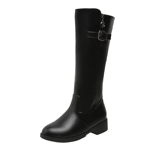 Generico Camperos Texanos Mujer Texanos Invierno Boots de Tacón Medio Botas de Mujer Altas con Tacón Botines Cremallera Botas Largas de Mujer Planas Botas de Vaquero Cowgirl Punta Bota, Negro , 40 EU