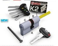 SecuremmeK2 3200 QCS mm. 30-50 Nickel Lock Cylinder with European Profile