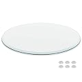 Better Bevel 48" Inch Round Glass Table Top | Tempered Glass Protector | Anti-Slip Pads/Bumpers | Coffee, Dining Table