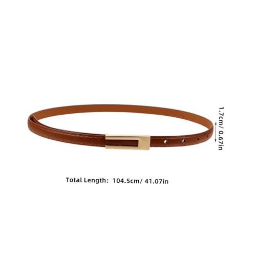 2Pcs PU Leather Thin Waist Belt for Women Vintage Style Fashion Accessory Caramel and Black for Dresses Shirts and Pants2