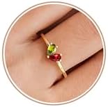 Gold Birthstone Rings for Women Non Tarnish Stackable Ring Dainty 14K Gold Plated Heart CZ Emerald Gemstone Ring Wedding Engagement Promise Ring Birthday Personalized Valentines Day Gifts for Her