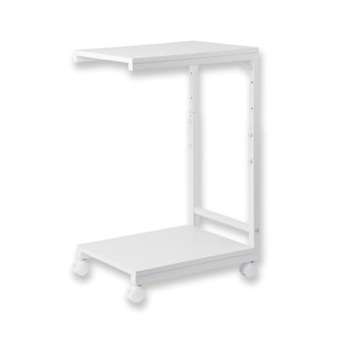 ワゴン サイド 高さ調整 キャスター付き DSW02W ホワイト アスカ デスクサイドワゴン 2段 収納 3段階 机の下 テーブル下 組み立て式 おしゃれ 木製 ソファ スチール a4 棚 コンパクト 幅45 奥行35 高さ54-70