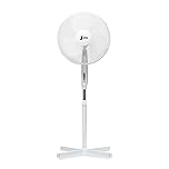 JriA 16" Oscillating Pedestal Fan Adjustable Height, 90° Oscillation, 3 Speed Settings, Quiet Cooling, Powerful Airflow, Extendable Stand, Electric Cooling Fan for Home, Bedroom & Office (White)
