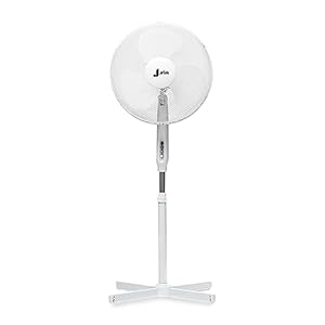 16 Zoll Standventilator 40 cm oszillierend leise mit bürstenlosem Motor 3 Geschwindigkeitsstufen höhenverstellbar 90° Oszillation energieeffizient starker Luftstrom Sommer Ventilator Weiß