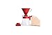 Hario V60 Size 02 Pour Over Starter Set with Dripper, Glass Server, Scoop and Filters, Red