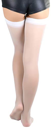 Image of ToBeInStyle Women's Seamless Thigh High Nylon Stocking With Opaque Band