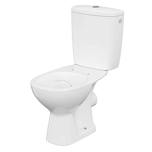 VBChome Keramik Stand- WC Toilette Komplett -Design- Set mit Spülkasten WC- Sitz mit Absenkautomatik SoftClose-Funktion für waagerechten Abgang Wasseranschluss Spülrandlos – Bild 5